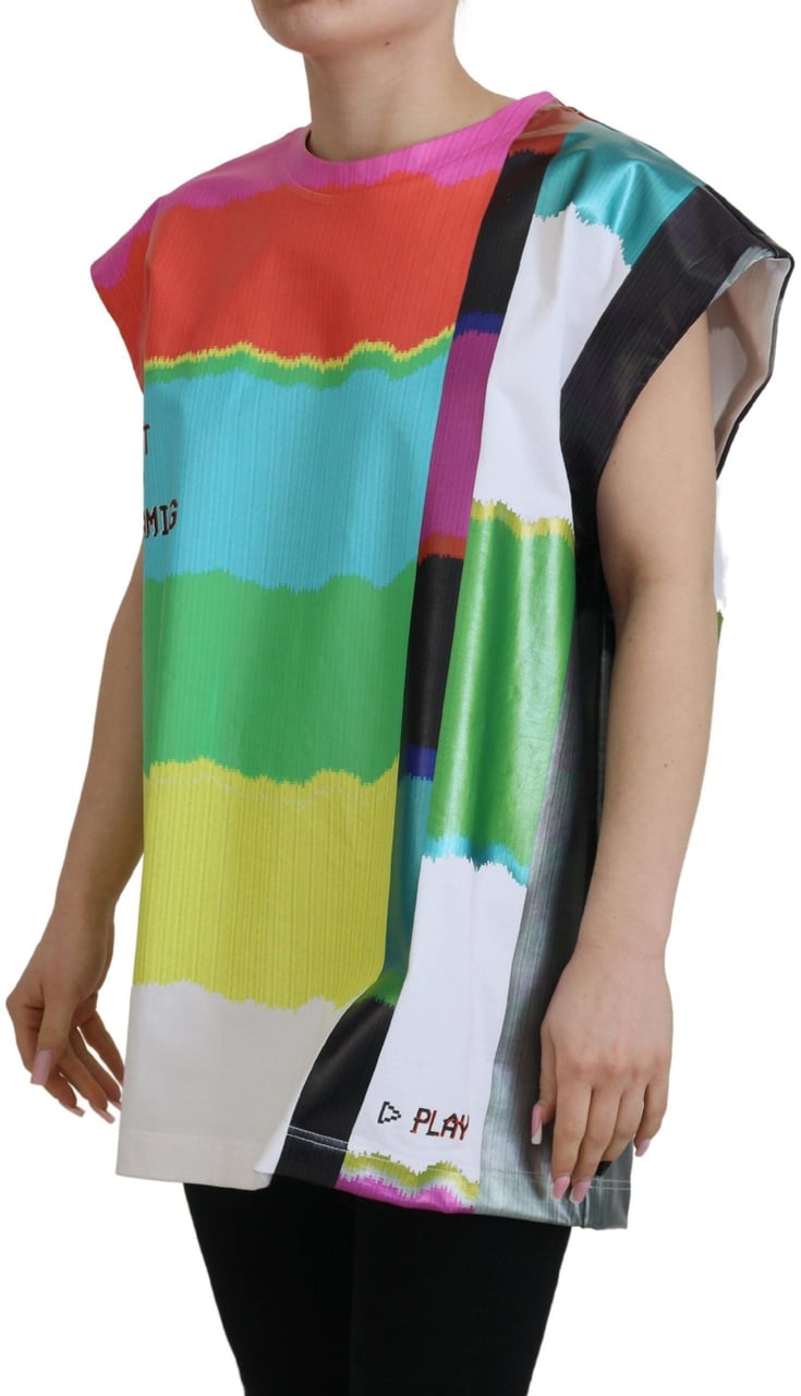 Dolce & Gabbana Multicolor TV Print Blouse Cotton  T-shirt Divers