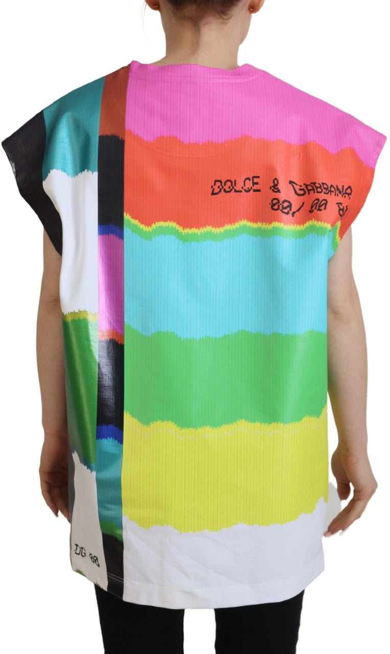 Dolce & Gabbana Multicolor TV Print Blouse Cotton  T-shirt Divers