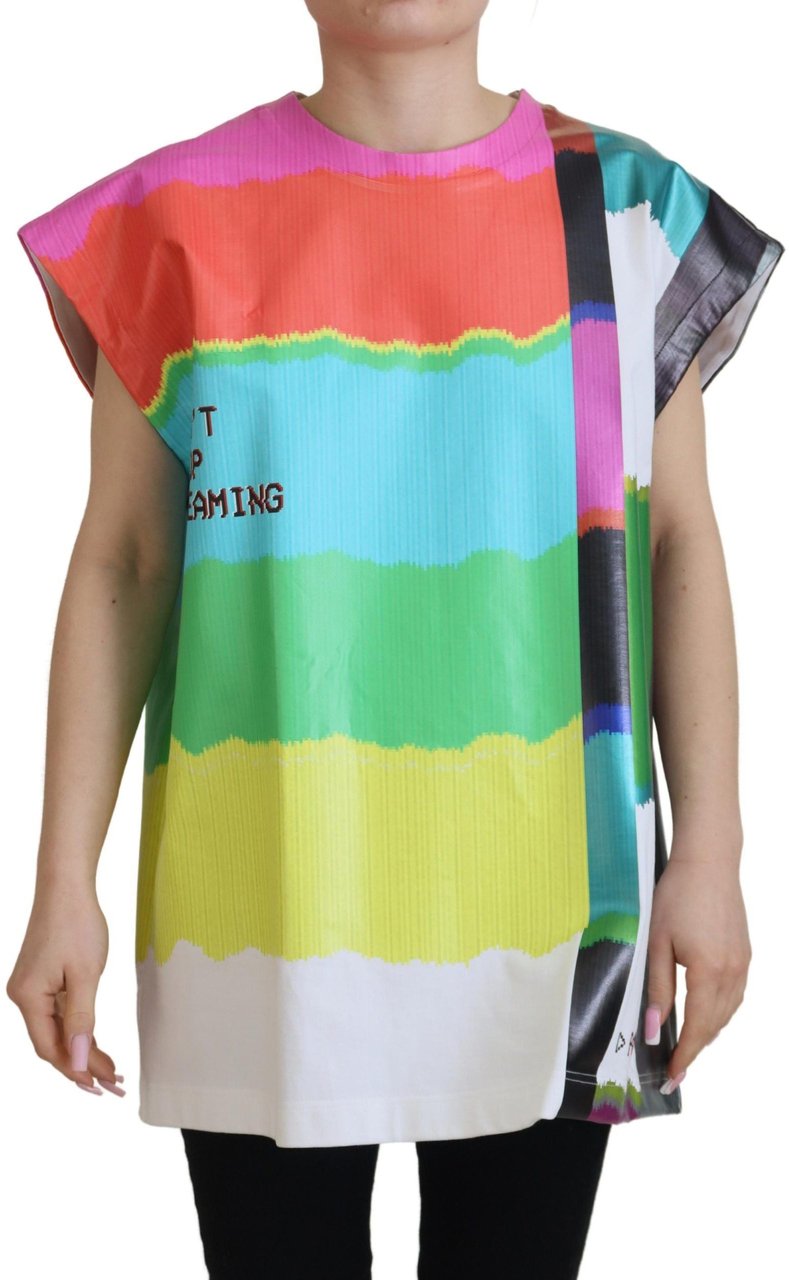 Dolce & Gabbana Multicolor TV Print Blouse Cotton  T-shirt Divers