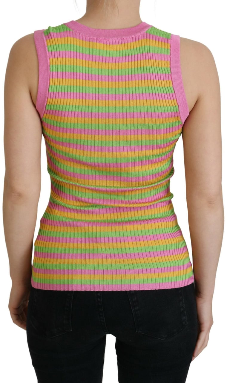Dolce & Gabbana Multicolor Silk Vest Pullover Tank Top Divers