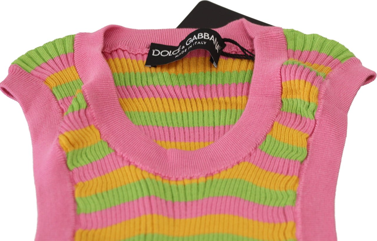 Dolce & Gabbana Multicolor Silk Vest Pullover Tank Top Divers