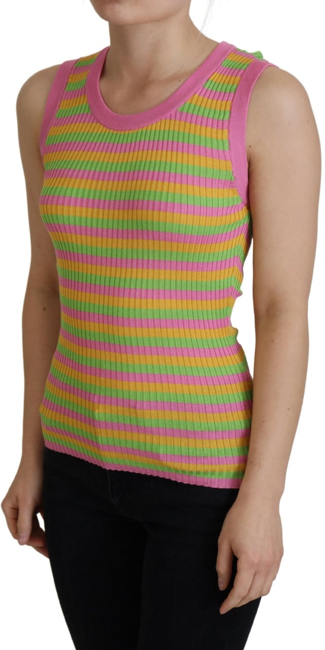 Dolce & Gabbana Multicolor Silk Vest Pullover Tank Top Divers