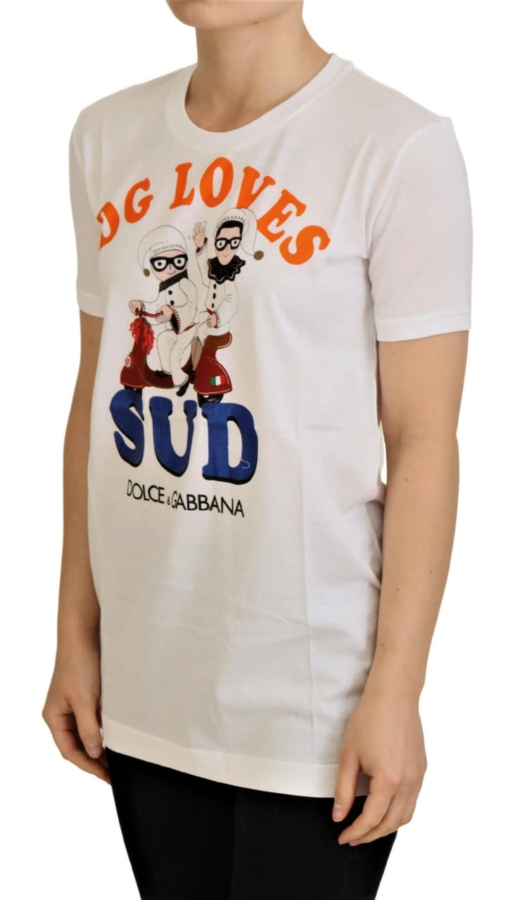 Dolce & Gabbana White Cotton DG Loves SUD T-shirt Wit
