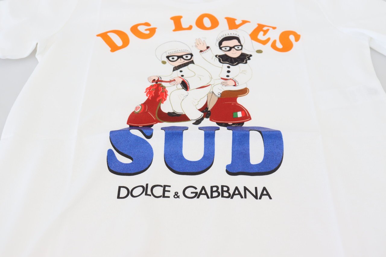 Dolce & Gabbana White Cotton DG Loves SUD T-shirt Wit
