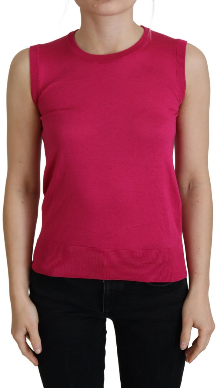 Dolce & Gabbana Pink Silk Vest Pullover Crewneck Tank Top Roze