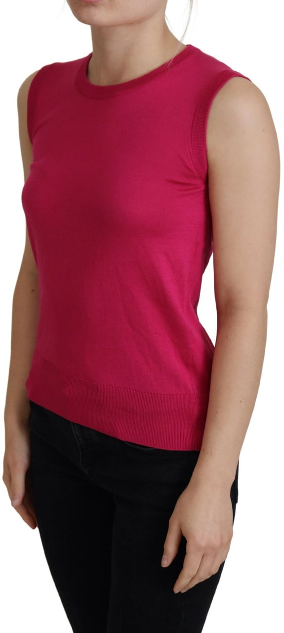 Dolce & Gabbana Pink Silk Vest Pullover Crewneck Tank Top Roze