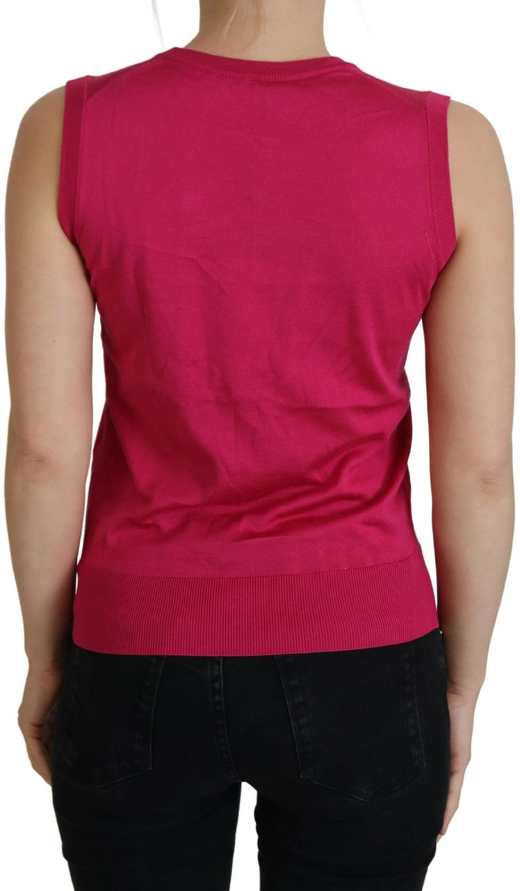 Dolce & Gabbana Pink Silk Vest Pullover Crewneck Tank Top Roze