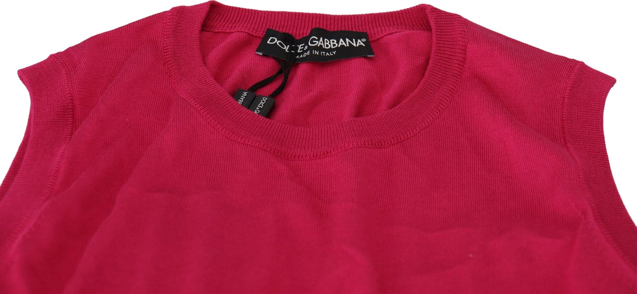 Dolce & Gabbana Pink Silk Vest Pullover Crewneck Tank Top Roze