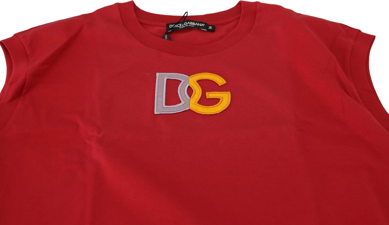 Dolce & Gabbana Red Cotton DG Logo Tank Top T-shirt Rood