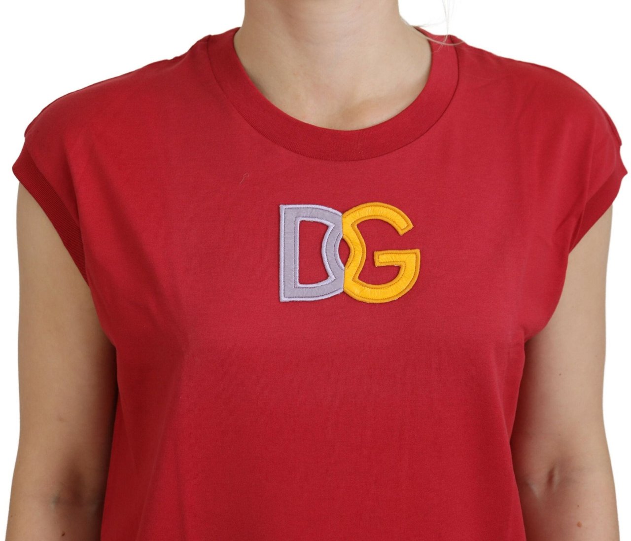 Dolce & Gabbana Red Cotton DG Logo Tank Top T-shirt Rood