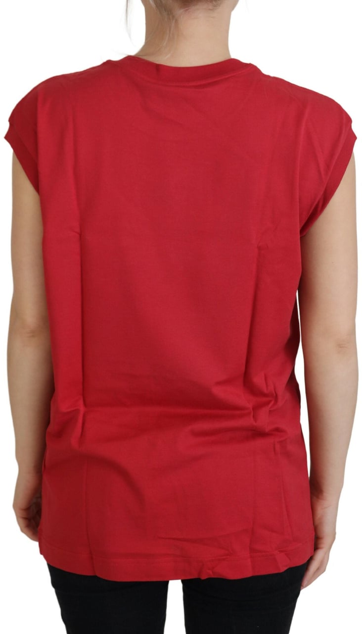 Dolce & Gabbana Red Cotton DG Logo Tank Top T-shirt Rood