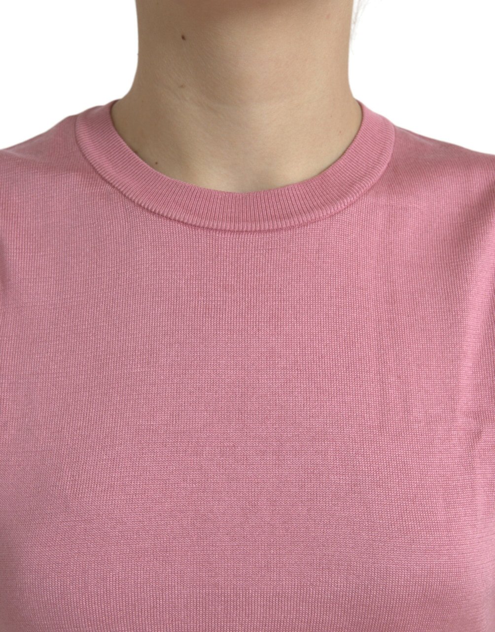 Dolce & Gabbana Pink Crew Neck Cropped Sleeveless Tank Top Roze