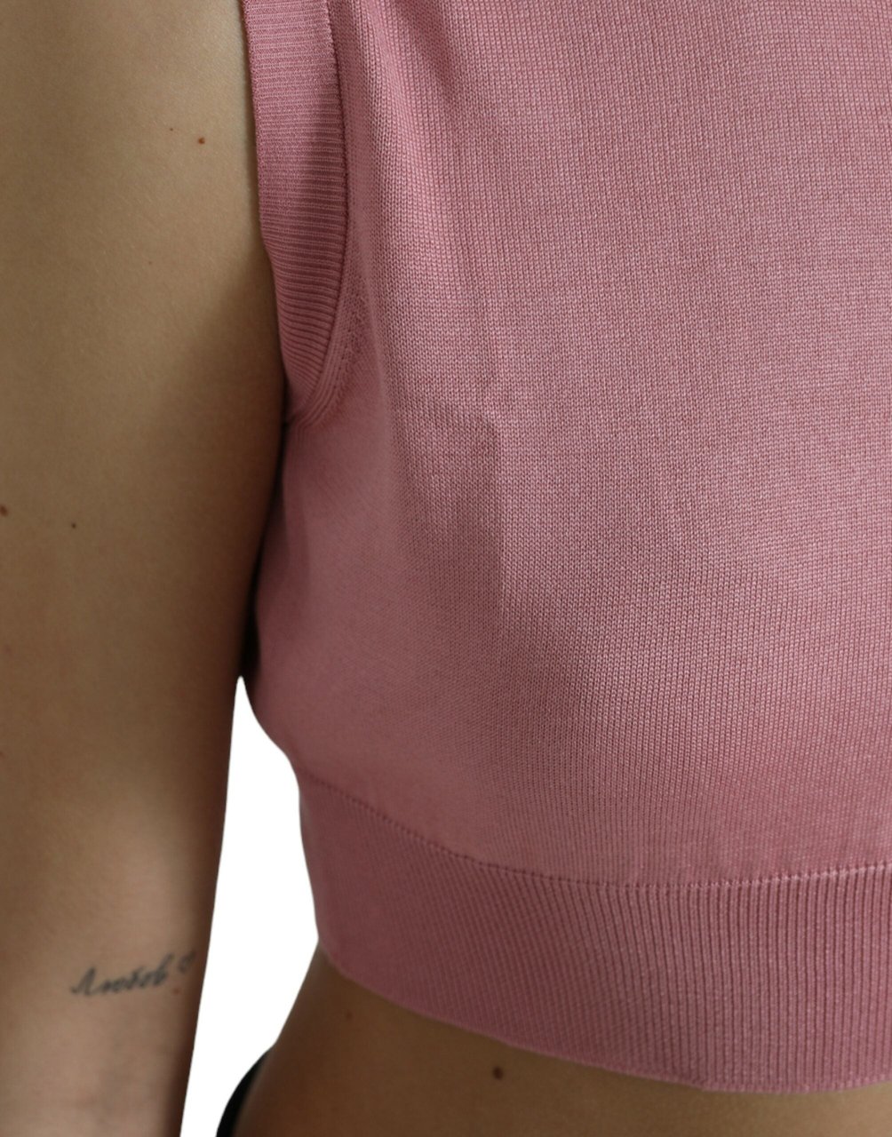 Dolce & Gabbana Pink Crew Neck Cropped Sleeveless Tank Top Roze