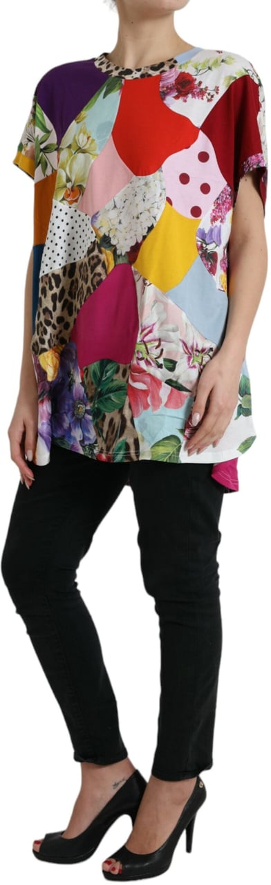 Dolce & Gabbana Multicolor Patchwork Cotton Silk Blouse Top Divers