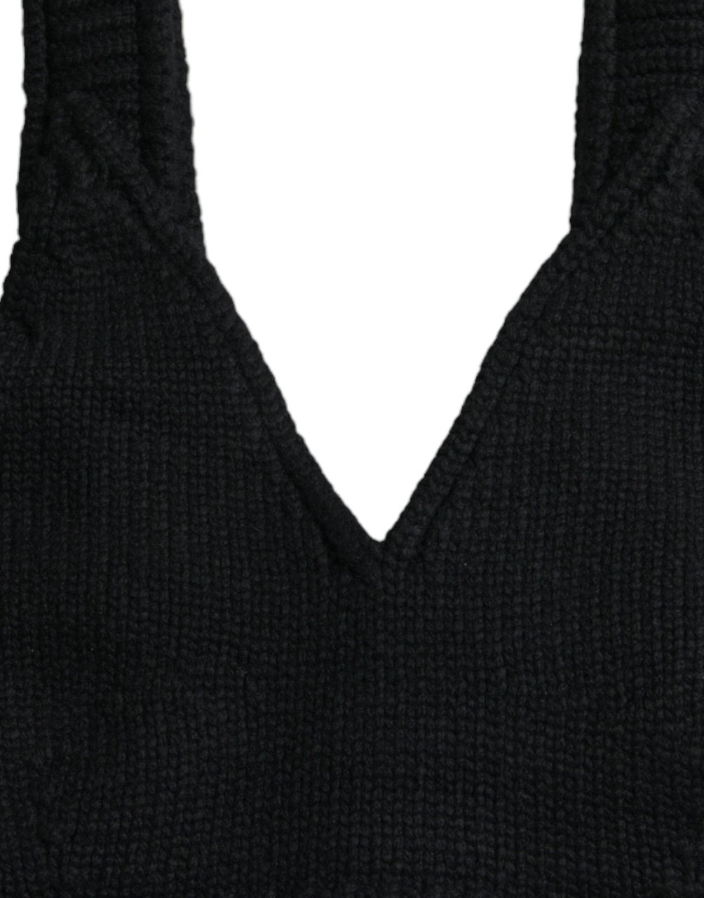 Dolce & Gabbana Black Cropped Cashmere V-neck Bustier Top Zwart