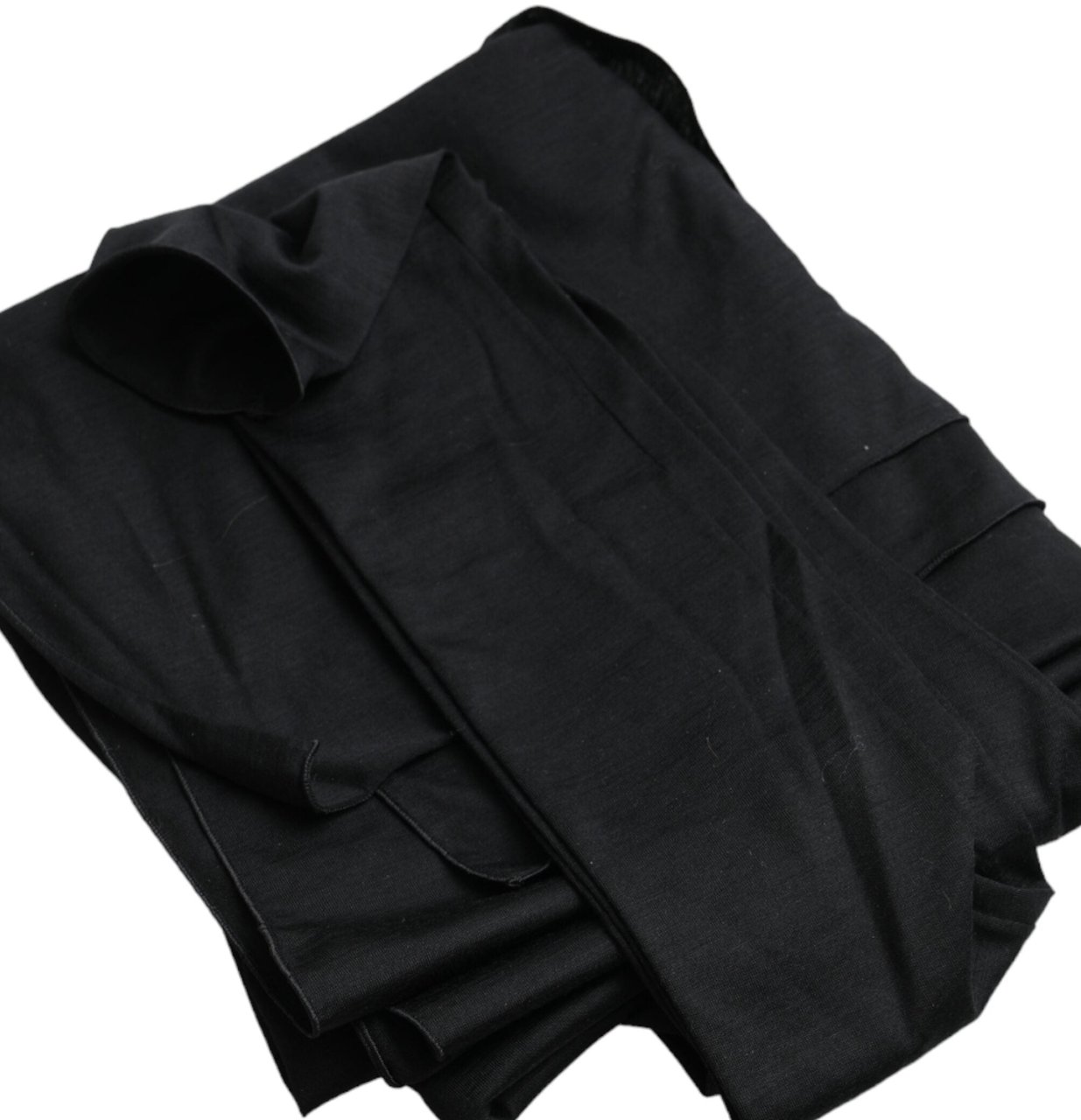 Dolce & Gabbana Black Wool Cutout Asymmetric Long Sleeve Top Zwart