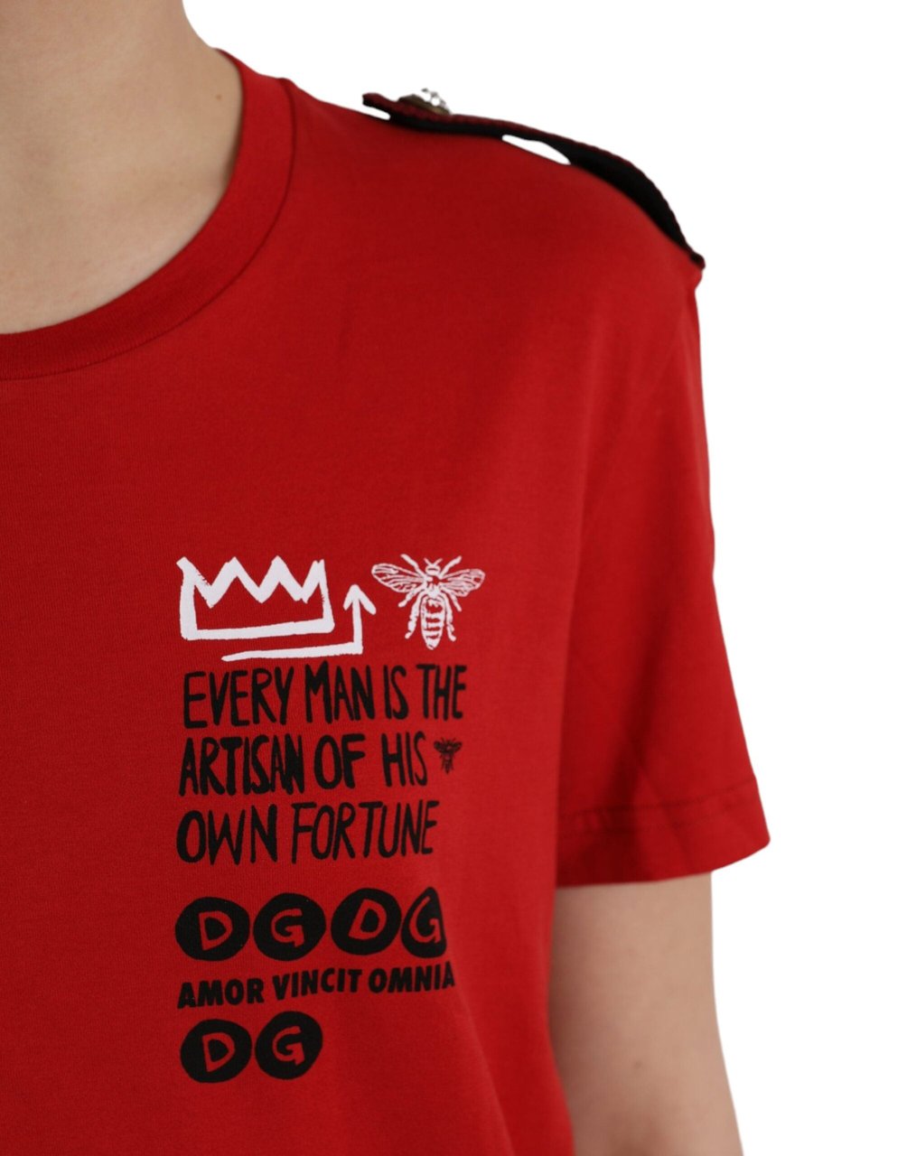 Dolce & Gabbana Red Cotton Graphic Print Crew Neck T-shirt Rood