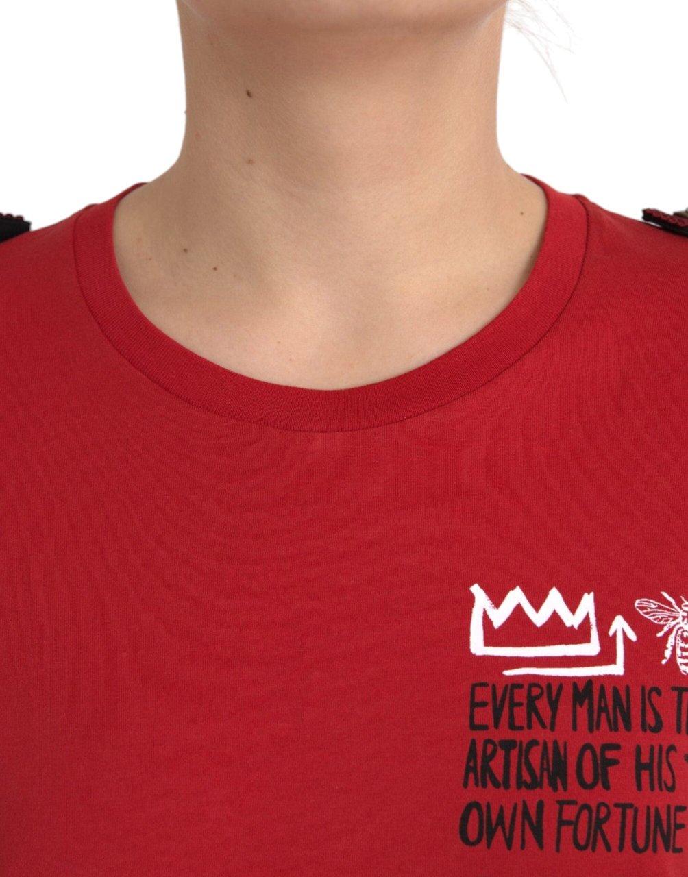 Dolce & Gabbana Red Cotton Graphic Print Crew Neck T-shirt Rood