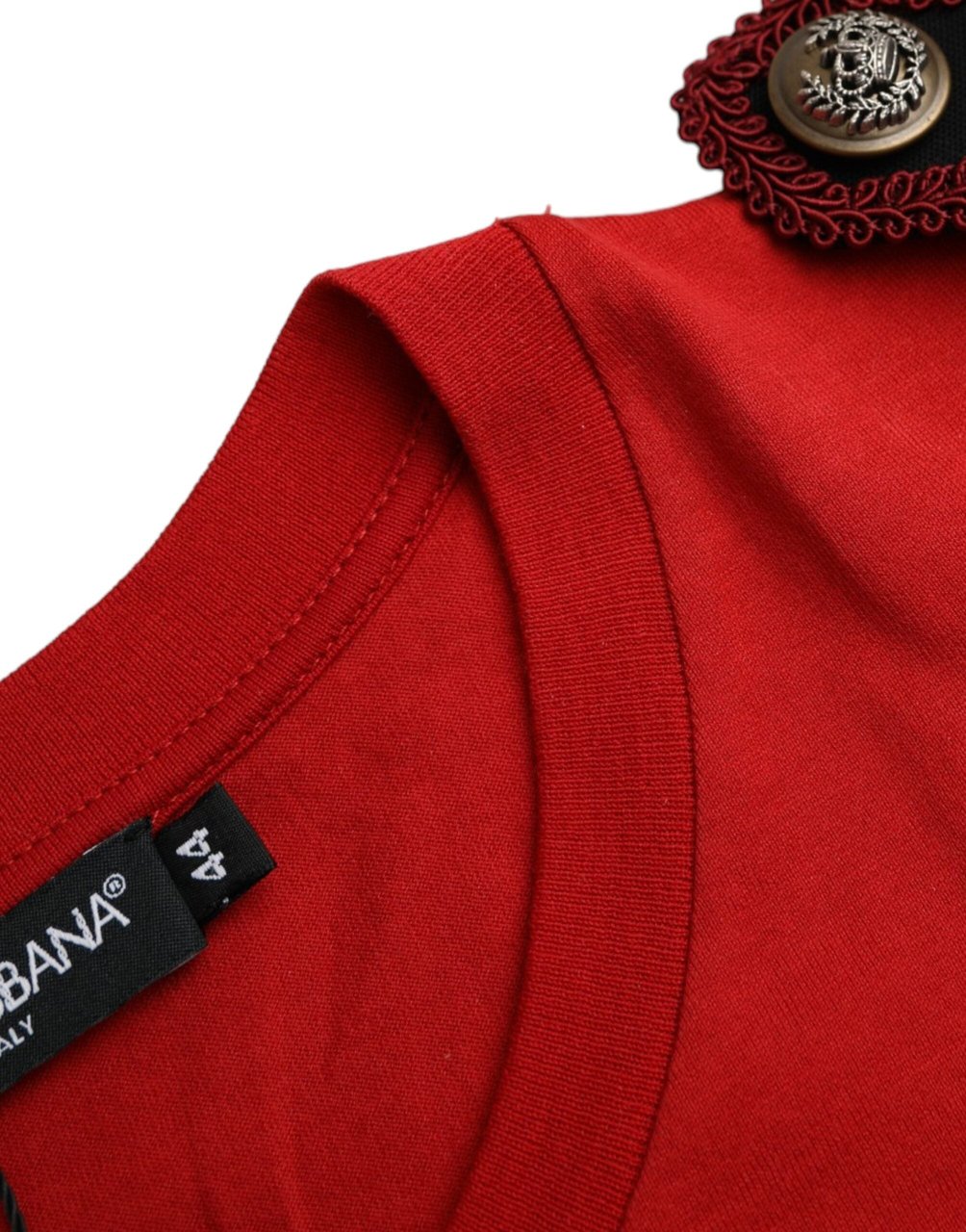 Dolce & Gabbana Red Cotton Graphic Print Crew Neck T-shirt Rood