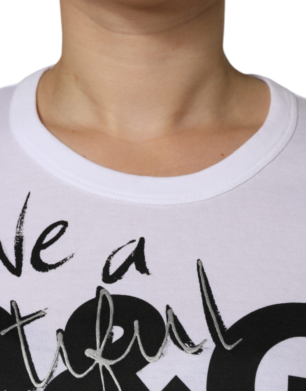 Dolce & Gabbana White Cotton Logo Print Round Neck T-shirt Wit