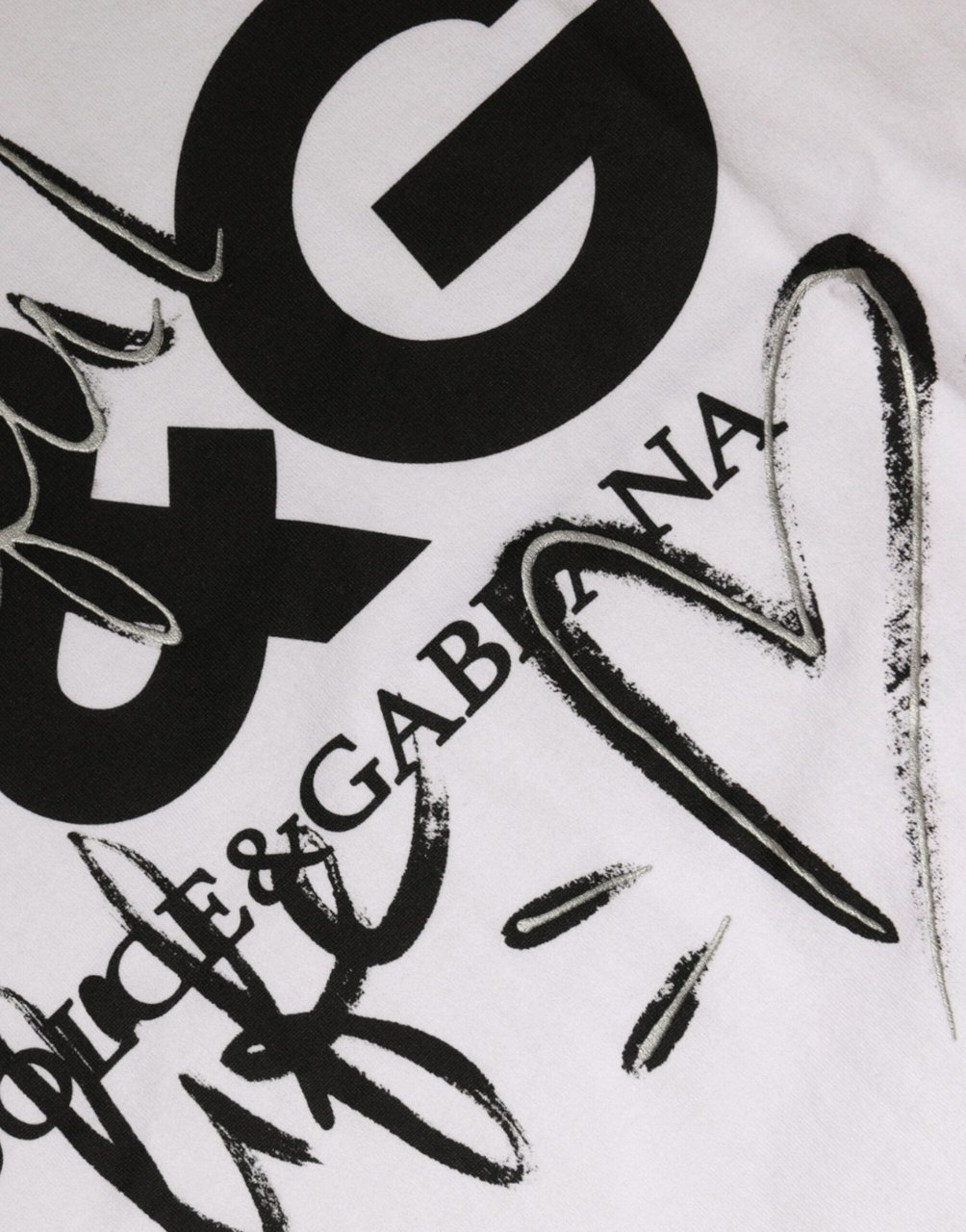 Dolce & Gabbana White Cotton Logo Print Round Neck T-shirt Wit