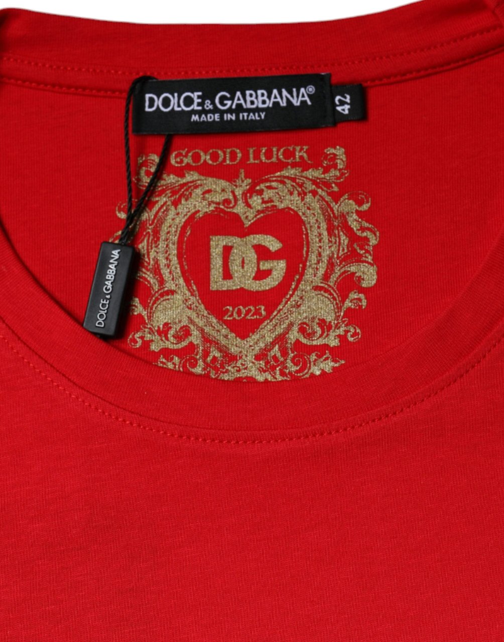 Dolce & Gabbana Red Cotton Crew Neck Short Sleeve Tee T-shirt Rood
