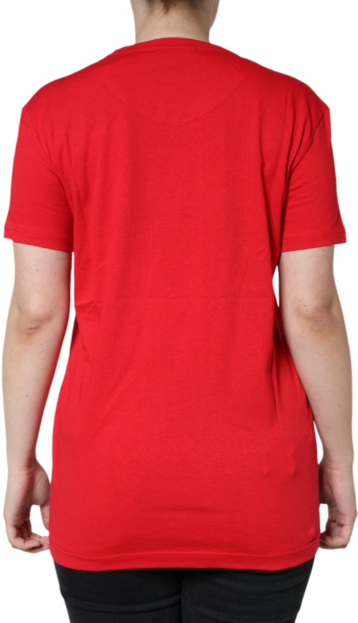Dolce & Gabbana Red Cotton Crew Neck Short Sleeve Tee T-shirt Rood