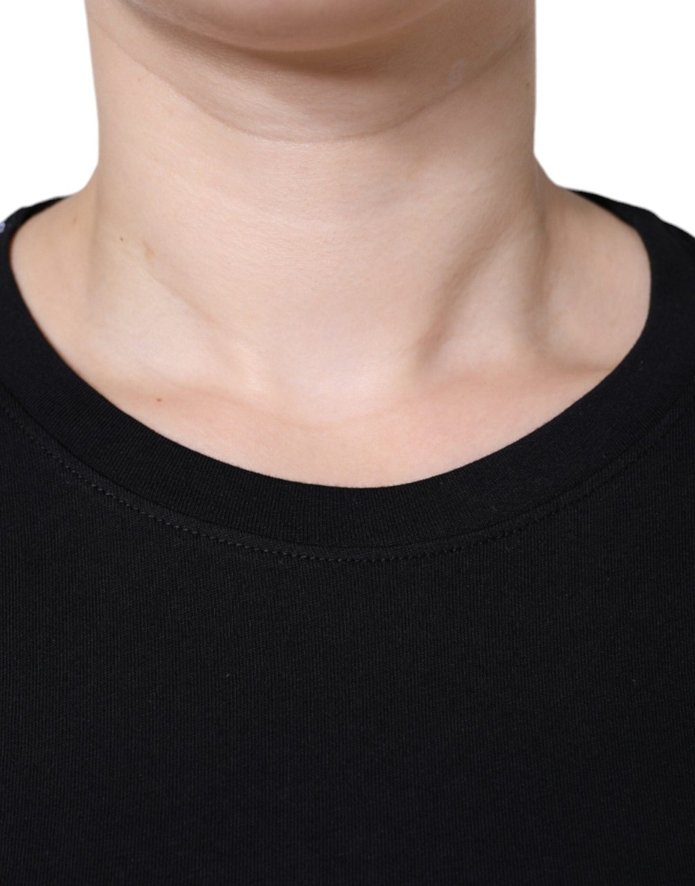 Dolce & Gabbana Black Cotton Crew Neck Short Sleeve T-shirt Zwart