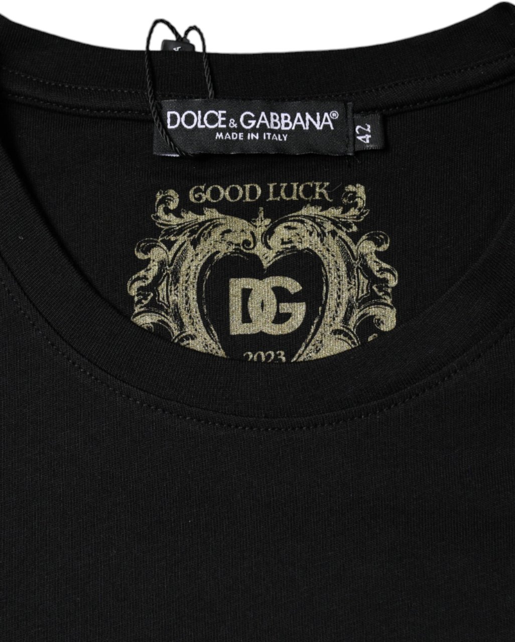 Dolce & Gabbana Black Cotton Crew Neck Short Sleeve T-shirt Zwart