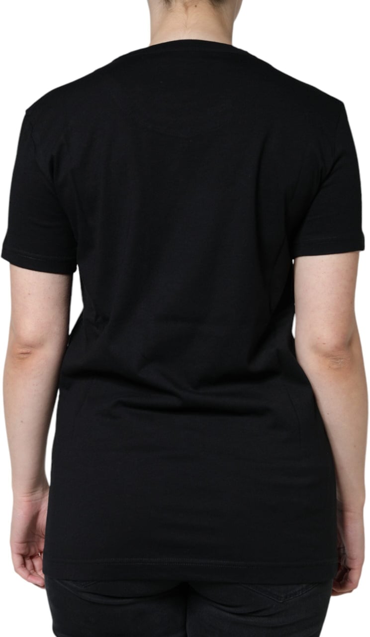 Dolce & Gabbana Black Cotton Crew Neck Short Sleeve T-shirt Zwart