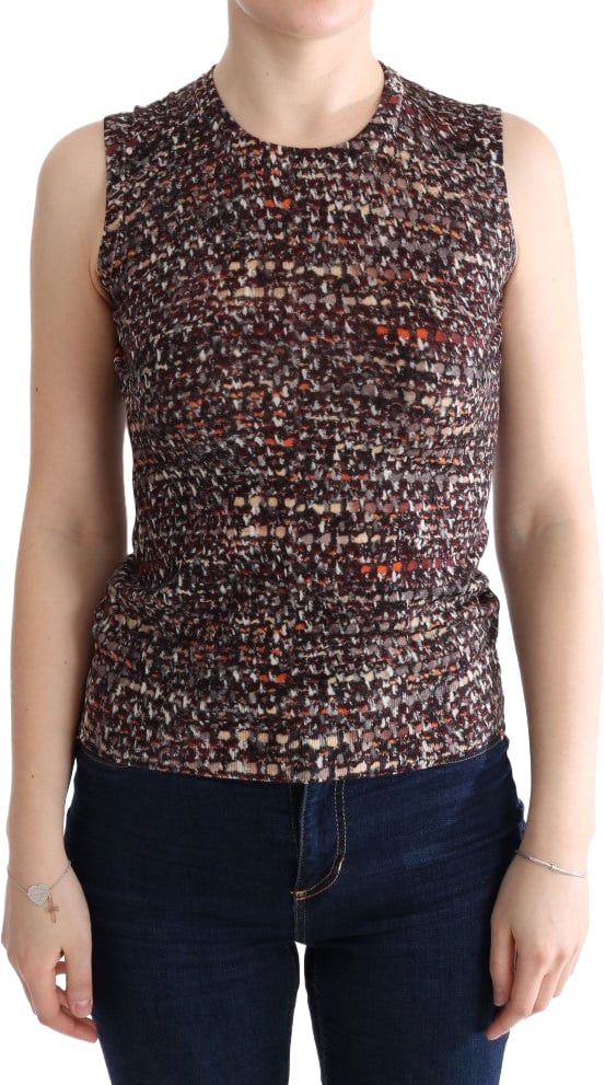 Dolce & Gabbana Multicolor Print Knit Top Wool T-shirt Divers
