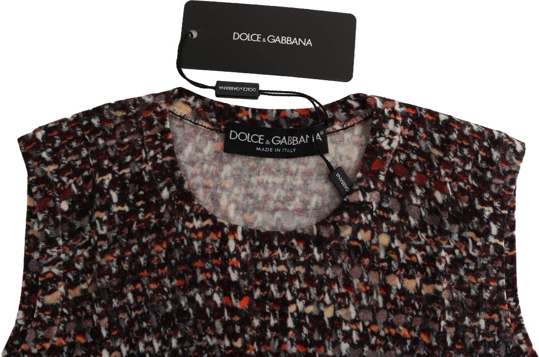 Dolce & Gabbana Multicolor Print Knit Top Wool T-shirt Divers