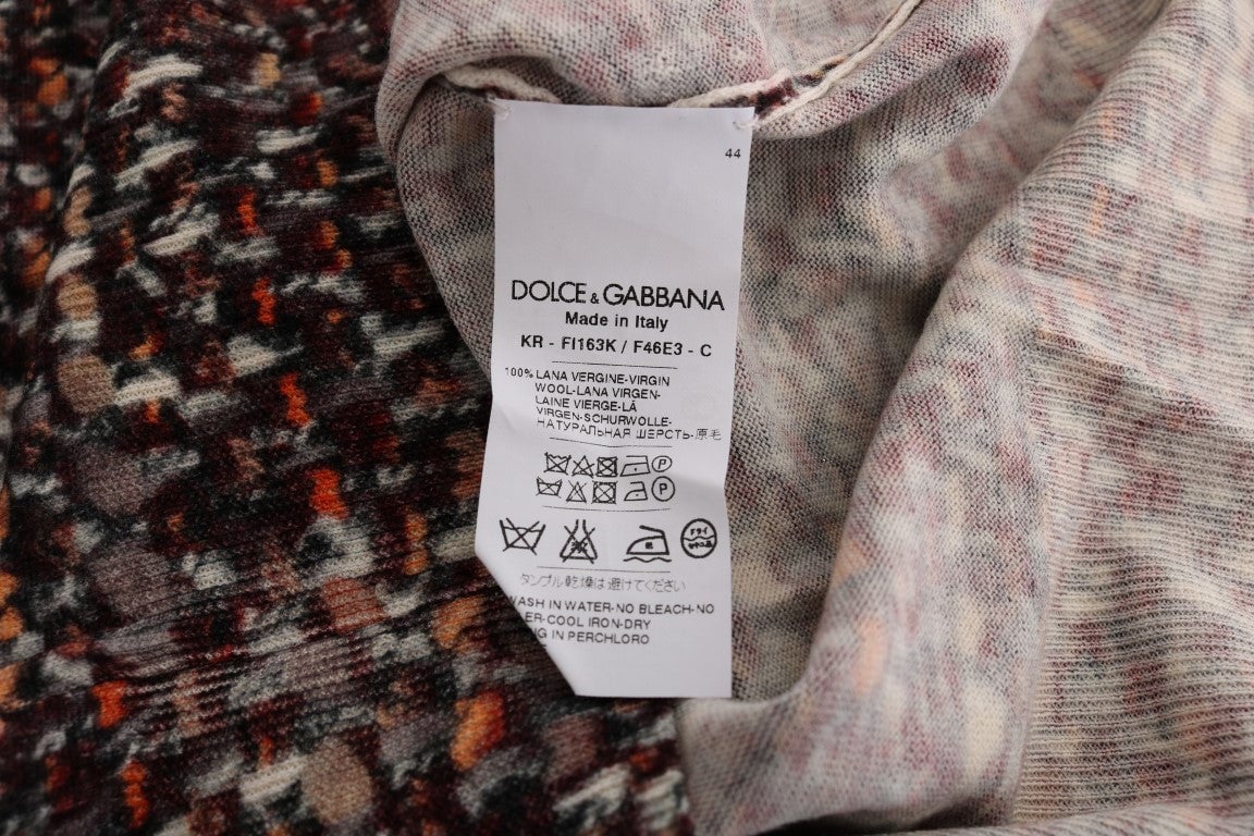 Dolce & Gabbana Multicolor Print Knit Top Wool T-shirt Divers