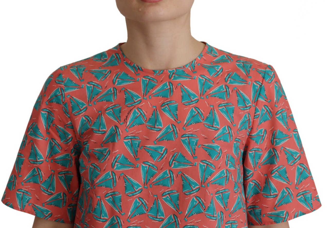 Dolce & Gabbana Pink Sail Boat Print Cotton T-shirt Wit