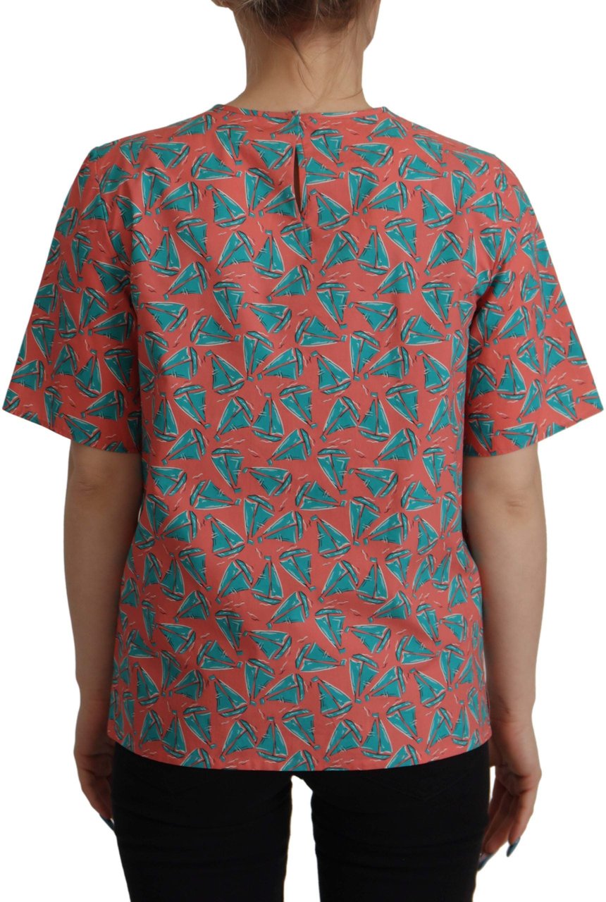 Dolce & Gabbana Pink Sail Boat Print Cotton T-shirt Wit