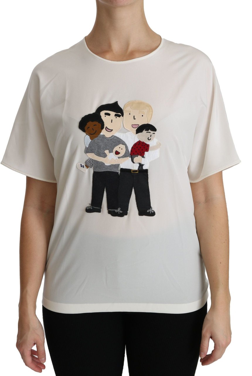 Dolce & Gabbana White #dgfamily Patch Short Sleeve Blouse Top Wit