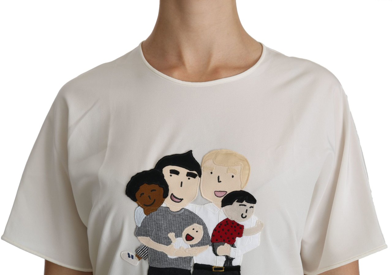 Dolce & Gabbana White #dgfamily Patch Short Sleeve Blouse Top Wit