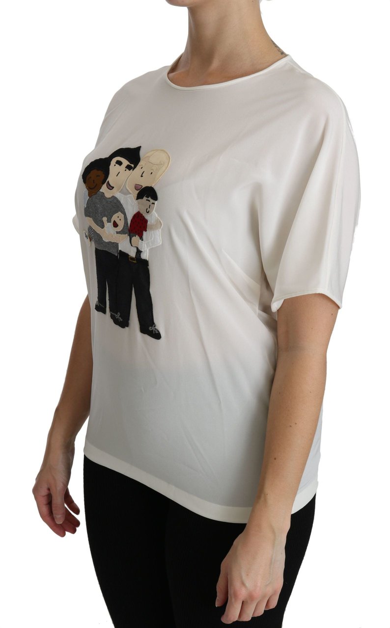 Dolce & Gabbana White #dgfamily Patch Short Sleeve Blouse Top Wit