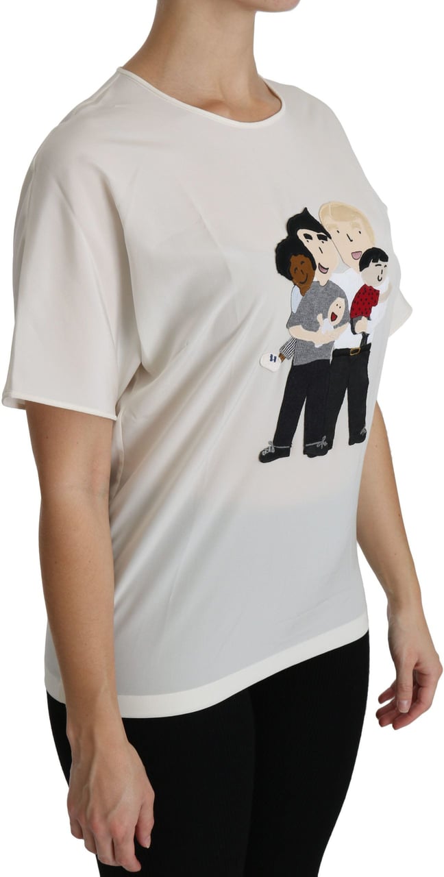 Dolce & Gabbana White #dgfamily Patch Short Sleeve Blouse Top Wit