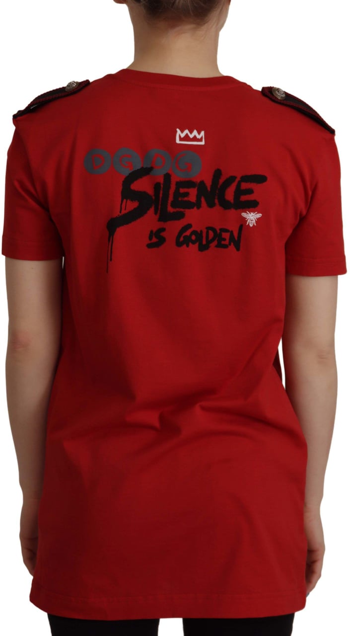 Dolce & Gabbana Red Amor Vincit Omnia Crewneck T-shirt Roze