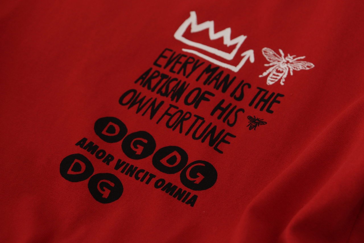 Dolce & Gabbana Red Amor Vincit Omnia Crewneck T-shirt Roze