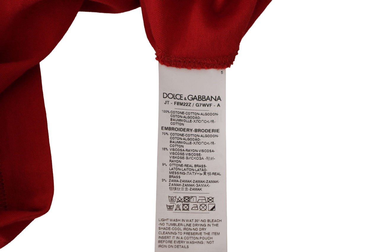 Dolce & Gabbana Red Amor Vincit Omnia Crewneck T-shirt Roze