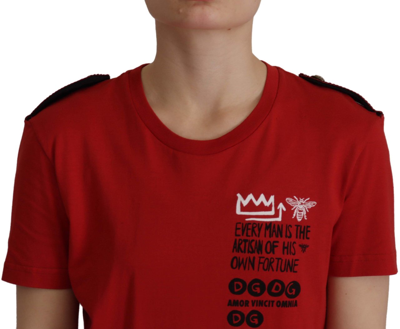 Dolce & Gabbana Red Amor Vincit Omnia Crewneck T-shirt Roze