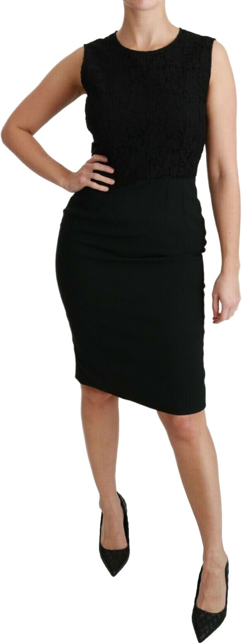 Dolce & Gabbana Black Lace Gown Bodycon Sheath Dress Zwart