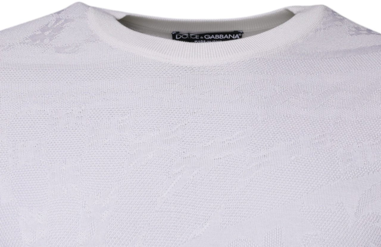 Dolce & Gabbana White Silk Crew Neck Men Pullover Sweater Wit