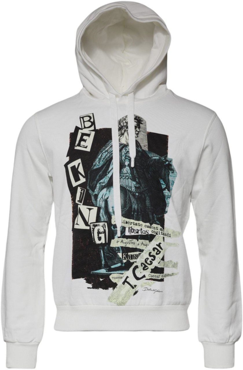 Dolce & Gabbana White Caesar Cotton Hooded Pullover Sweater Wit