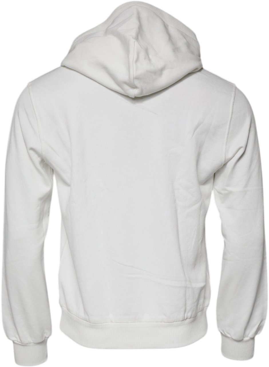 Dolce & Gabbana White Caesar Cotton Hooded Pullover Sweater Wit