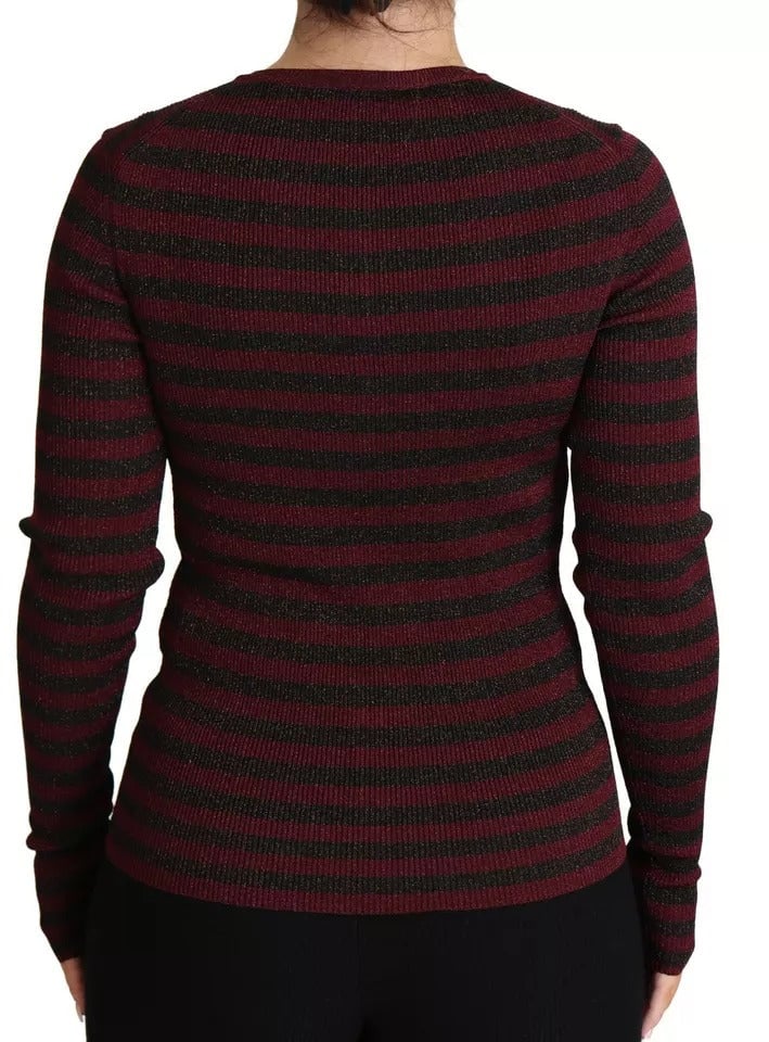 Dolce & Gabbana Black Red Striped Womens Cardigan Sweater Zwart