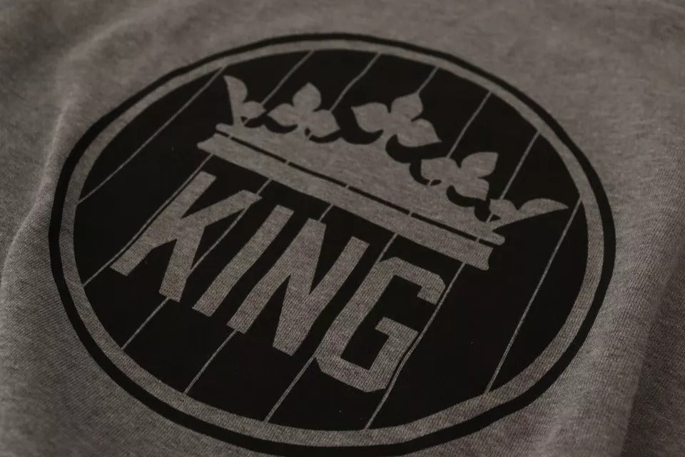 Dolce & Gabbana Gray Crown King Cotton Pullover Sweater Grijs