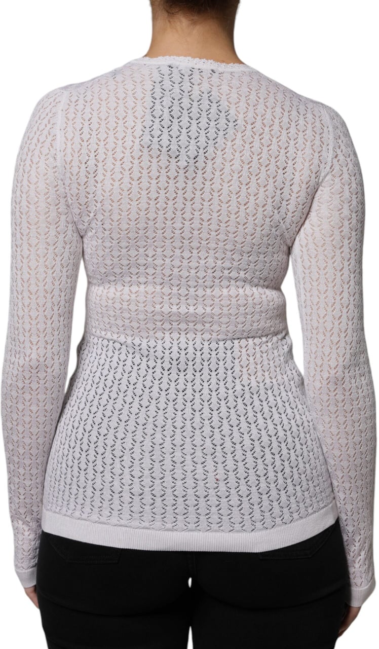 Dolce & Gabbana White Silk Button Down Cardigan Sweater Wit